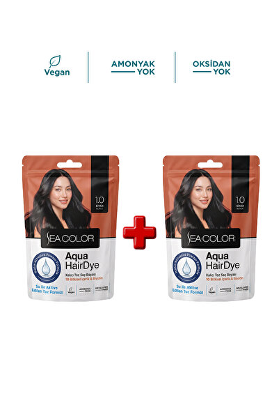 Sea Color 2'li Aqua Hair Dye Suyla Aktifleşen Toz Saç Boyası 1.0 Siyah