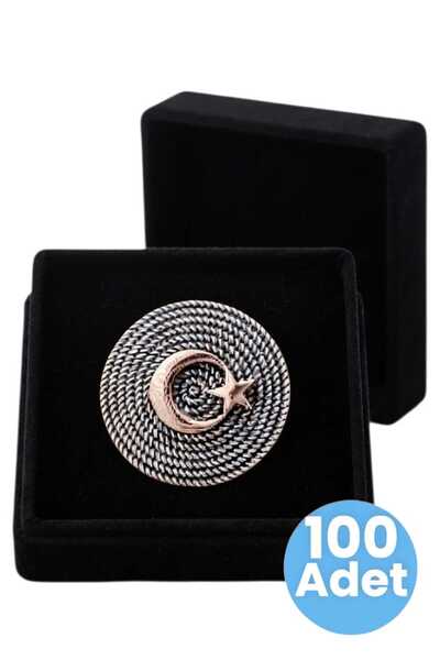 Tezzgelsin Ay Yıldız Yaka Rozeti 100 Adet Hediye Kutulu Gönderim