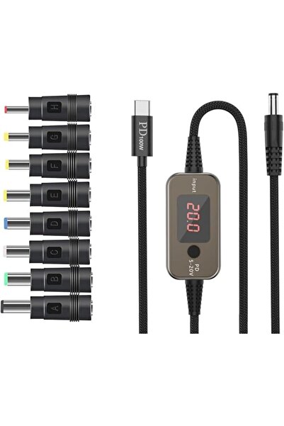 KOWVOWZ كيبل محول USB C الى DC PD من كوفوز، توصيل طاقة 100 واط مع شاشة عرض LE...