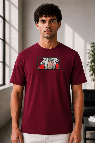 FAUNION Unisex Oversize Naruto Shippuden Jiraiya Embroidered Anime T-Shirt 10...