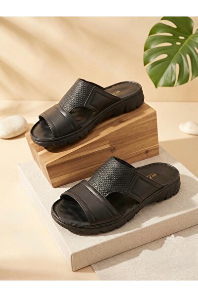 MİRATERLİK ORTOPEDİK TERLİK VE AYAKKABI Men's Genuine Leather Massage Sole Sl...