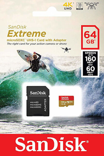 SanDisk Extreme microSDXC 64GB U3 V30 A2 UHS-I 160MB/s με Αντάπτορα