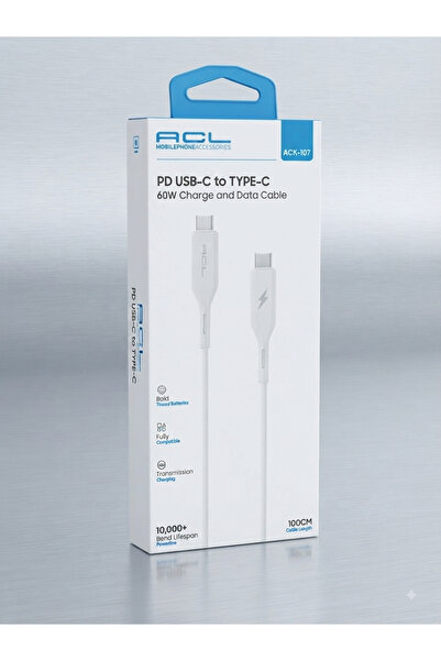 ACL Aura Akse 60W PD USB-C to Type-C Hızlı Şarj ve Data Kablosu