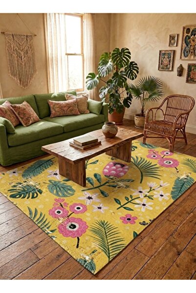 dekorug Doğal İplik Şönil Dokuma Pamuk Taban Halı Koridor Halısı Kilim – Antr...