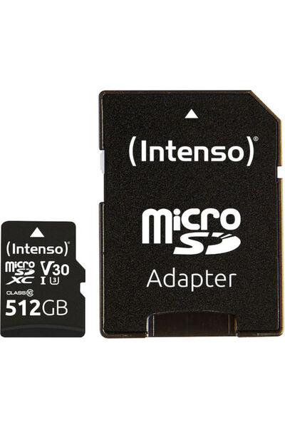 Intenso microSDXC 512GB Κλάση 10 UHS-I 30MB/s Κάρτα Μνήμης με Αντάπτορα