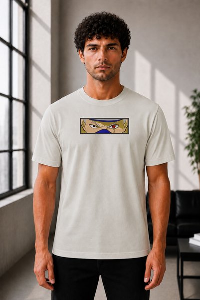 FAUNION Unisex Oversize Naruto Shippuden Kakashi Hatake Embroidered Anime T-S...