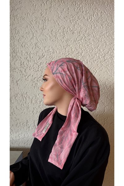 Anatolye Pink Branch Pattern Bamboo Scarf Bonnet