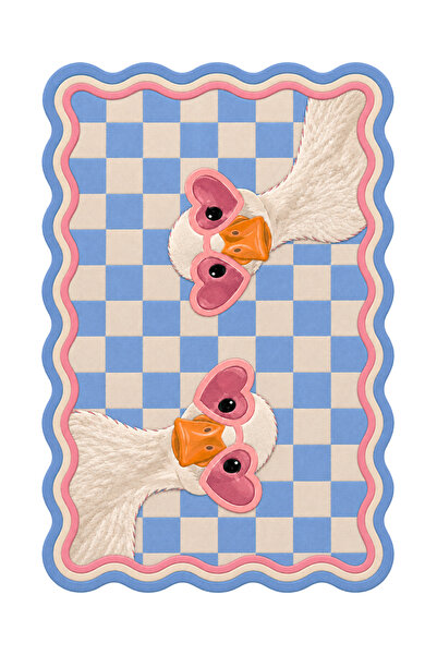 Rugs Modern Halı AURA Sevimli Ördek Temalı Modern Dokuma Taban Dekoratif Halı...