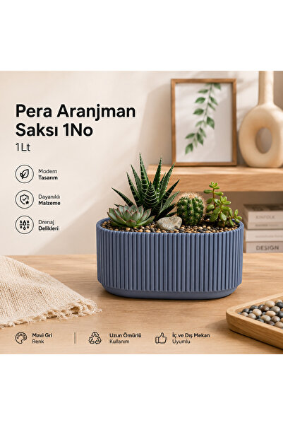 Pera Aranjman Kaktüs Sukulent Saksı No:1 1 Lt. (16.5 x 16.5 x 7.5 Cm)