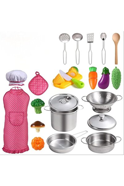GENERAL Kitchen Pretend Play Toys, with Stainless Steel Pots and Pans Set, Co...