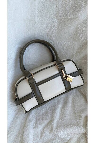 THEK BUTİK Bicolor Lock Detailed Cylinder Model Retro Handbag