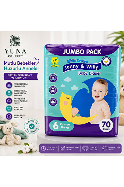 Genel Markalar Bebek Bezi 6 Numara X-Large 17+ kg 70 Adet Bantlı Yüksek Emici...