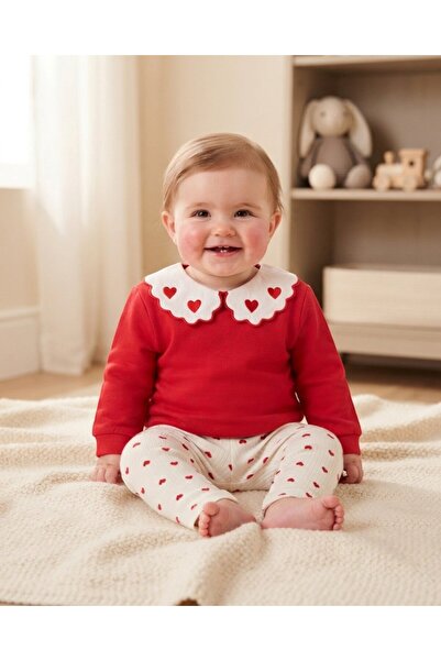 Egelite Baby Girl Seasonal Heart Printed Baby Collar 9-12-18-24 Months Slim F...
