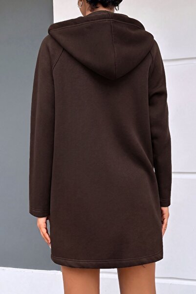 Mood Lab KAPŞONLU FERMUARLI UZUN KALIN OVERSIZE ÖRME HIRKA SWEATSHIRT
