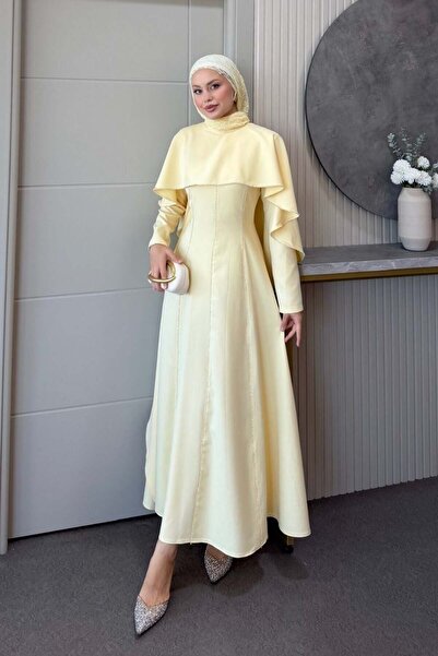 Şule Giyim Claris Cape Dress Yellow
