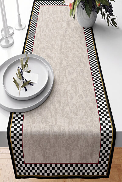 Realhomes Black and White Checkered Border Gray Textured Modern Decorative Ta...