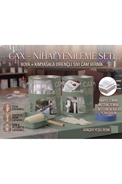 caxcolors CAX 1 Litre Islak Alan Fayans Mutfak Zemin Boyası ve Kimyasala Dire...