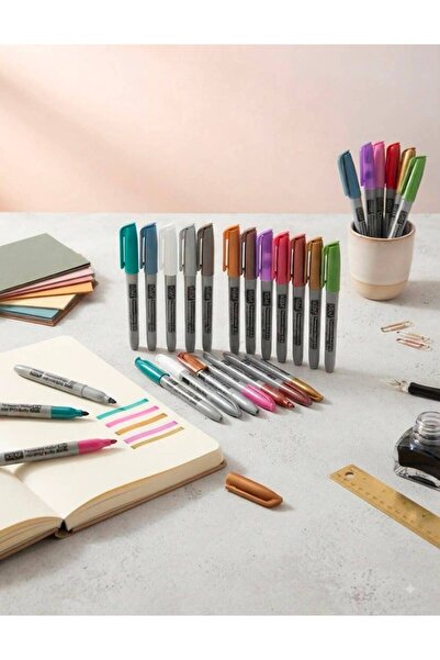 tüftürük Kraf 12-Piece Metallic Color Permanent Marker Set with Brush Tips – ...
