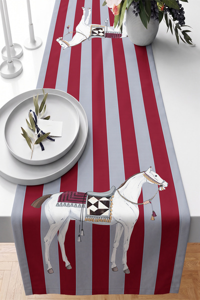 Realhomes 40X140Cm Digital Printed Runner Decorative Table Runner with Burgun...