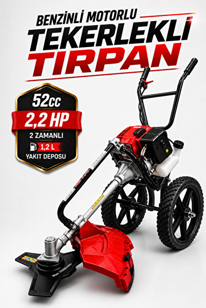 Badem10 Benzinli Motorlu Tekerlekli Tırpan 52cc 2,2HP Ot Çim Çalı Biçme Makin...