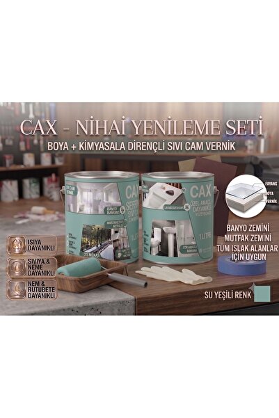 caxcolors CAX 1 Litre Islak Alan Fayans Mutfak Zemin Boyası ve Kimyasala Dire...
