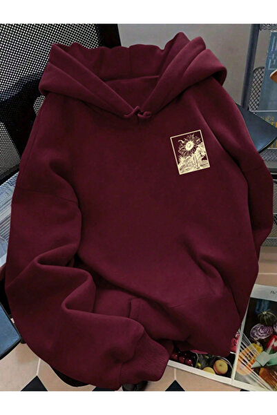 MODARİCH Unisex Kadın/Erkek GROW Özel Tasarım Baskılı Oversize Pamuklu Kapüşonlu Sweatshirt