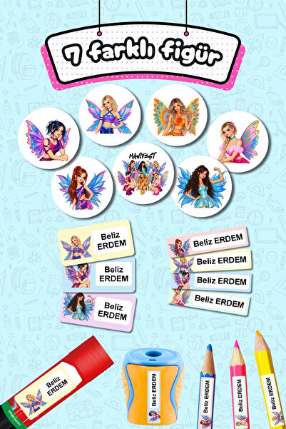 Sticker Ekspres Okul Etiketi Renkli Manifest Kalem Defter Etiketi Özel İsim Yazılabilen Etiket 245 Adet İsim Etiketi