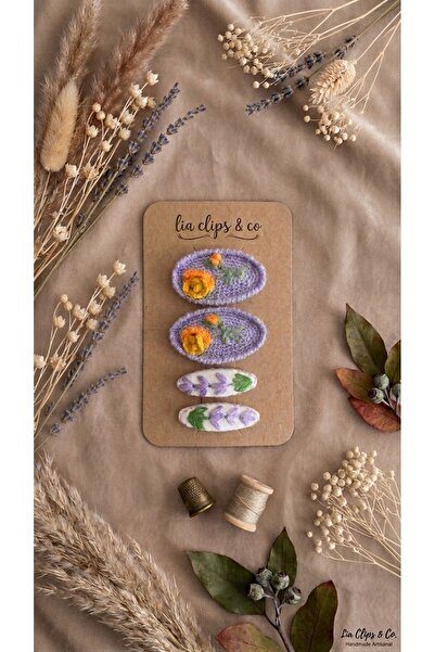 LİA CLİPS CO Hand Knitted Set of 4 Hair Clips