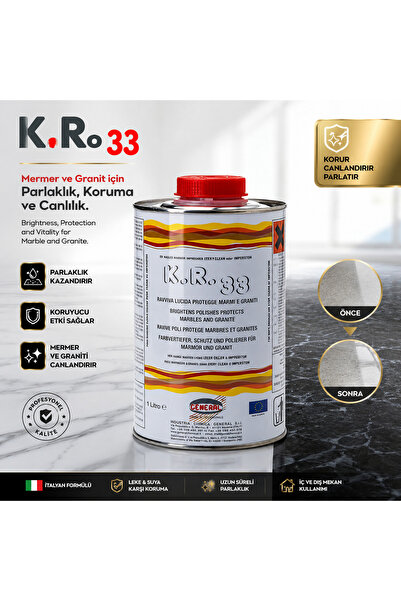 GENERAL K.Ro 33 Mermer ve Granit Parlatıcı Koruyucu Cila 1 Litre – Renk Canla...