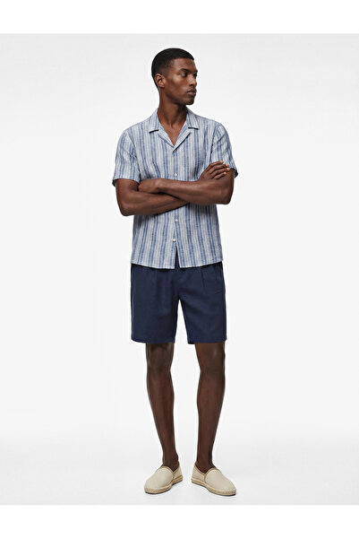 Koton Pleated Classic Bermuda Chino Shorts with Buttoned Pockets