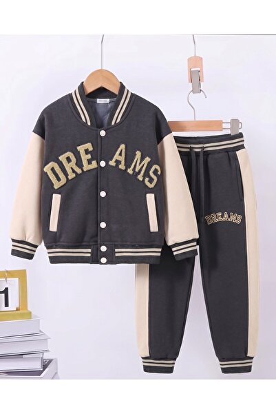 VOY KİDS Boy's Winter 3-Strand Embroidered College Jacket with Fleece Inside,...