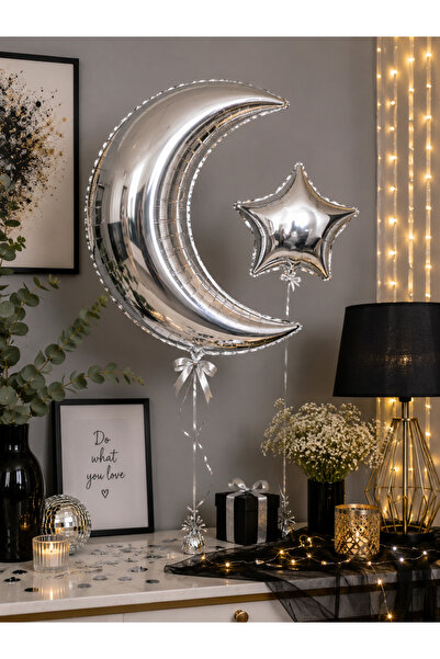 Hilal Ay Yıldız Gümüş Folyo Balon Seti