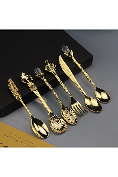 Choice Gold Vintage Court Coffee Spoon 6PCS/Set Ice Cream Spoon Jam Spoon Des...