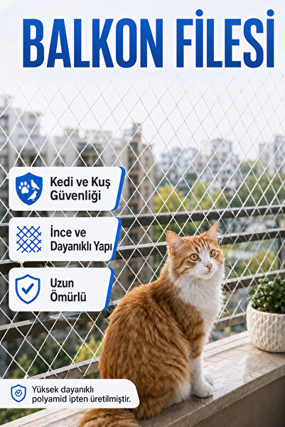 Azm türkiye 3x5 Metre | Balkon Güvenlik Filesi | Kedi Pencere Filesi | Balkon...