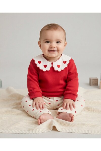 voyyo kids baby Baby Girl Seasonal Heart Printed Baby Collar 9-12-18-24 Month...