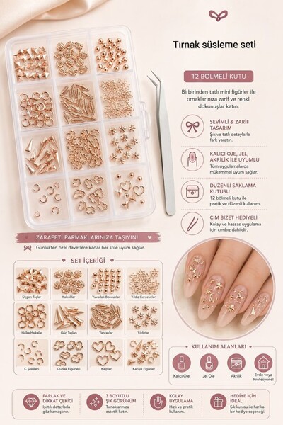 SEVRU Tırnak süsleme Protez Tırnak Nail Art Süsleme Charm 3D Karışık desenli ...