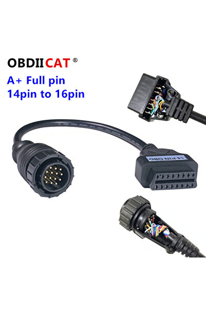 Choice BENZ 14PIN 14pin Full Pin Cable To OBD2 16pin Cable OBDII Connector OB...