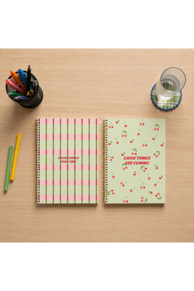 lin notebook A4 21x30 cm 2’li Spiral 1 Çizgili 1 Kareli Defter Seti - 80 Yapr...