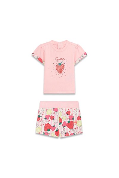 Guess Set tricou și pantaloni scurți pentru fete A6GG01K6YW4 Roz