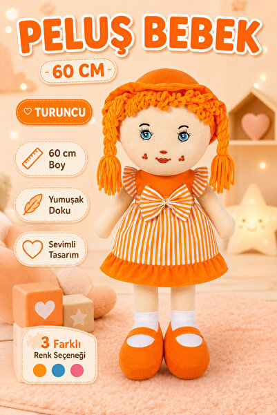 İlkbenaldim 60 cm Peluş Bebek – Turuncu Renk Yumuşak Oyuncak