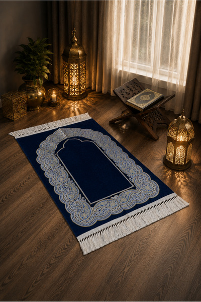 ULTRA MODERN سجادة صلاة شانيل فاخرة تصميم إسلامي مزخرف بشراشيب أنيقة