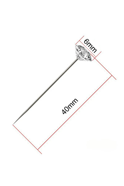 Choice4 40x6mm-50pcs 1Box 50/100Pcs Alloy Pins Transparent Diamond Pin DIY We...