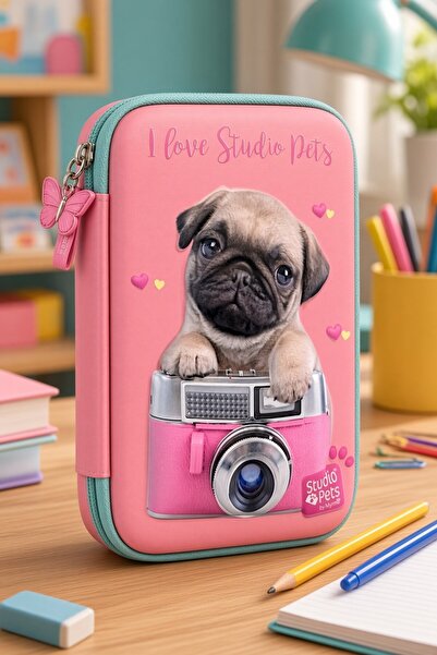 studio pets Eva Pencil Bag Θήκη για στυλό Ροζ με σκυλάκι 23x16 cm Σχολική θήκ...