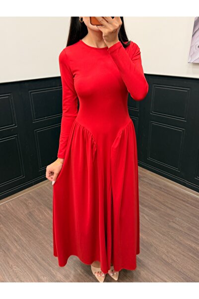LOISY Women's Crew Neck Long Sleeve Dress