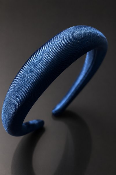ByMerve Bym Cobalt Blue Satin Thin Soft Women's Hair Crown Daily Stylish Accessory