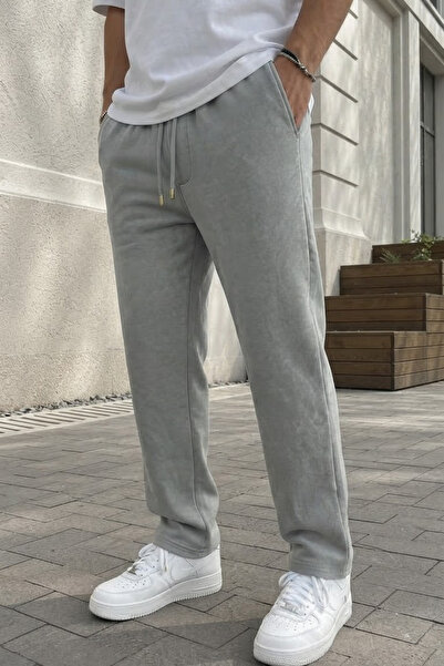 EydaMoon Men's Baggy Cut 3-Thread Winter Wide-Leg Oversize Sweatpants