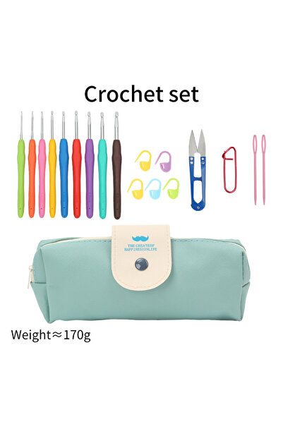 choice2 9PCS Green Sets 9/37pcs Ergonomic crochet hook set Extra Long Kit Cro...