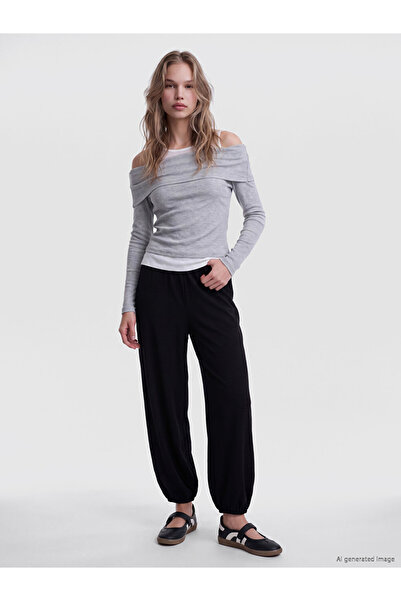 LC Waikiki Black Women's Shalwar Trousers with Elastic Waist
