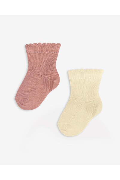Bolero Baby Ruffle Socks 2-Piece Set Ecru Pink