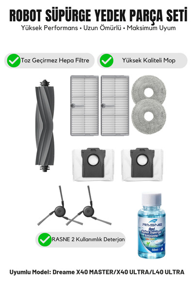 Asgard Grup Compatibil cu Dreame X40 MASTER/X40 ULTRA/L40 ULTRA: 1 perie prin...